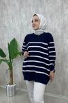 Çizgili Triko Tunik  Lacivert