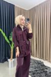 Kargo Cepli Pantolonlu Takım Bordo